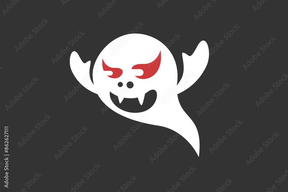 Illustration vector graphic of funny ghost with red eye. Good for logo Illustration vector graphic of funny ghost with red eye. Good for logo