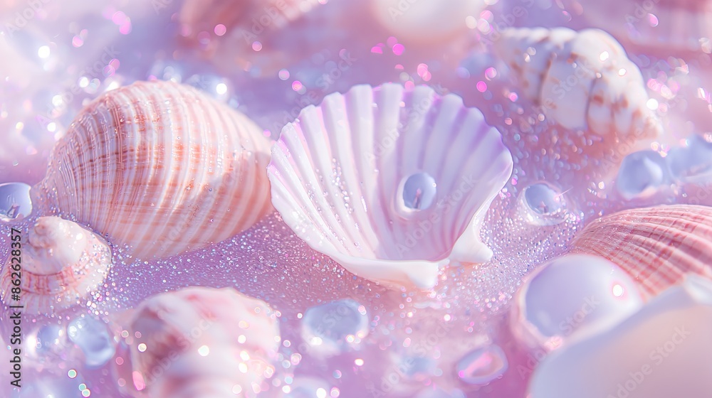Elegant seashells with pearls in pink and white, ideal for a sparklecore phone wallpaper. Elegant seashells with pearls in pink and white, ideal for a sparklecore phone wallpaper.