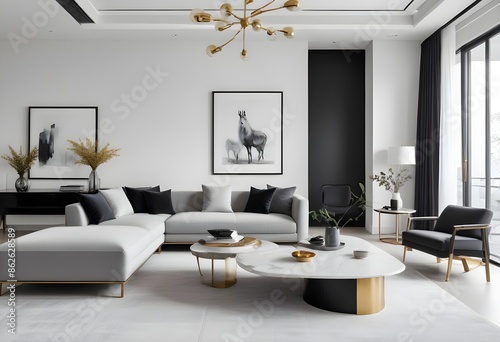 Photo interior modern design room 3d illustration