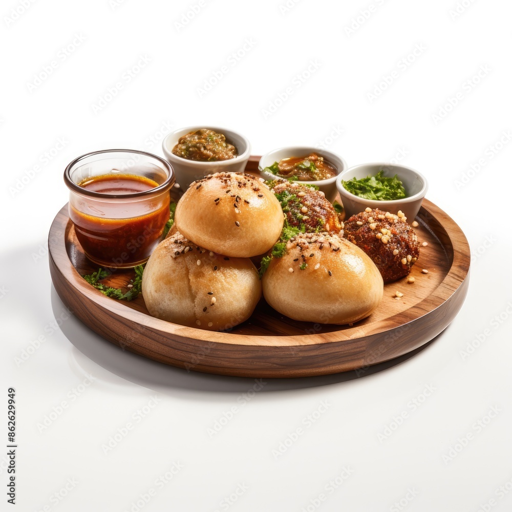 Delicious Traditional Bihari Dish Litti Chokha with Dips and Spices Delicious Traditional Bihari Dish Litti Chokha with Dips and Spices