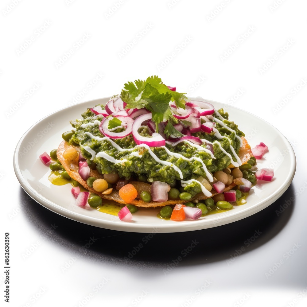 Colorful and Delicious Palak Chaat Spinach-Based Snack on White Plate Colorful and Delicious Palak Chaat Spinach-Based Snack on White Plate
