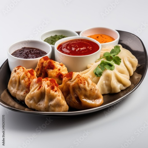 Delicious Tandoori Momos With Assorted Dipping Sauces