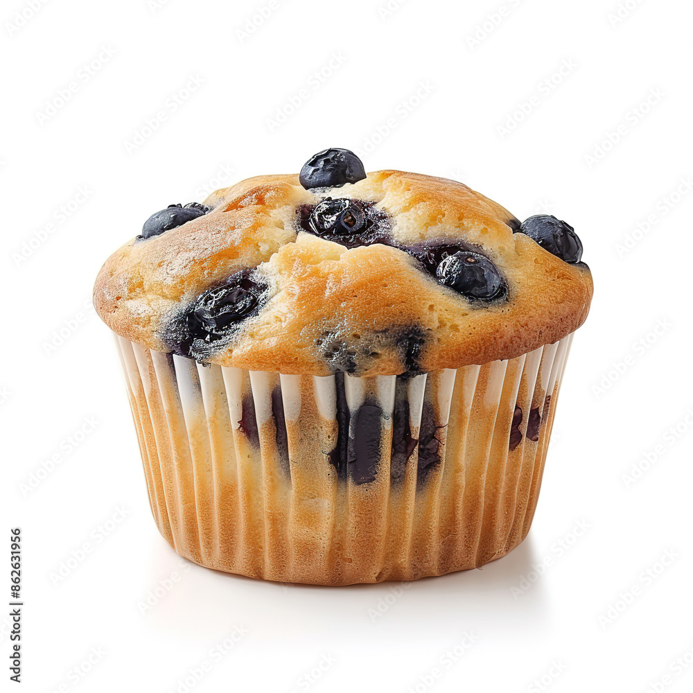 blueberry muffin, side view isolated on white background blueberry muffin, side view isolated on white background