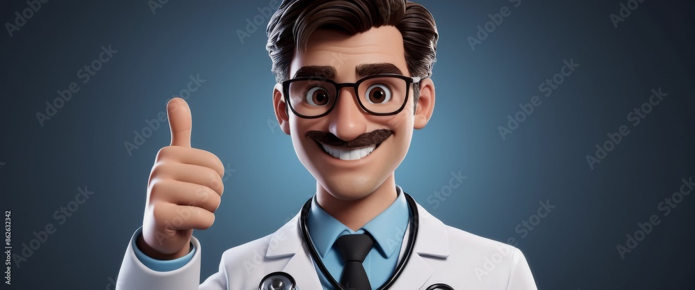 friendly doctor isolated on A cartoon-style with warm smile hold friendly doctor isolated on A cartoon-style with warm smile hold