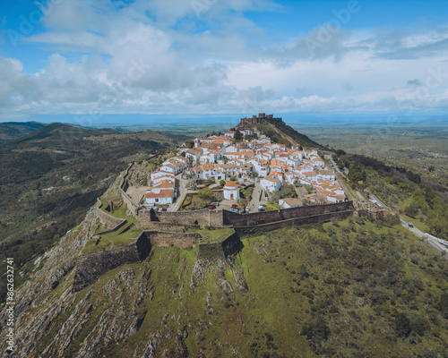 Aerial view of medieval town Marvao, Portalegre, Portugal. photo