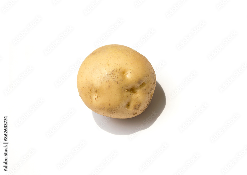 White background with brown potato. White background with brown potato.