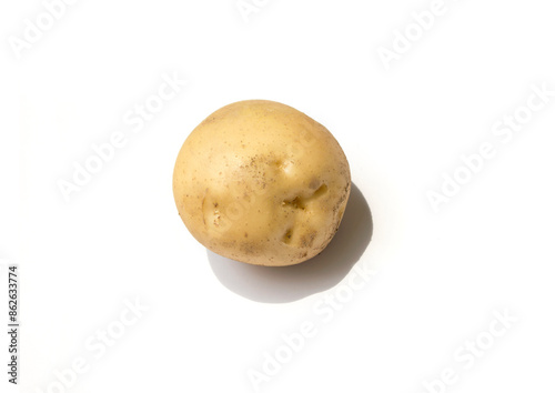 White background with brown potato.