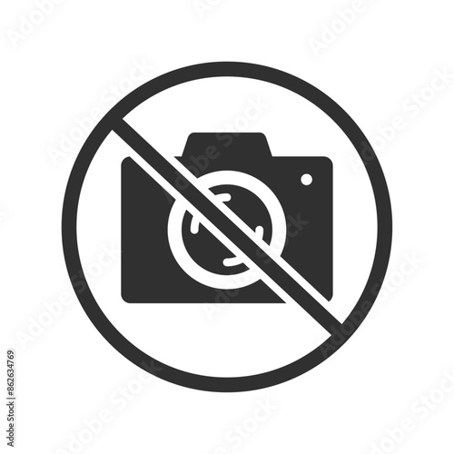 カメラのアイコンに禁止のマーク - シンプルな撮影禁止の素材 - no photos
