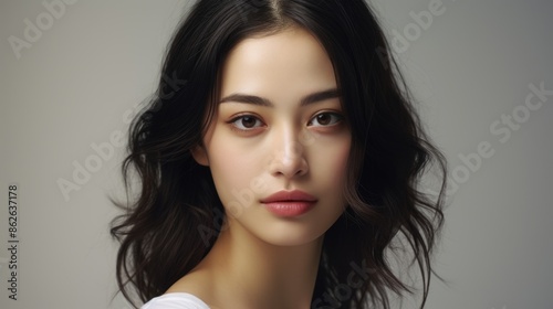 Serene Beauty: Elegant Young Asian Woman with Flawless Complexion