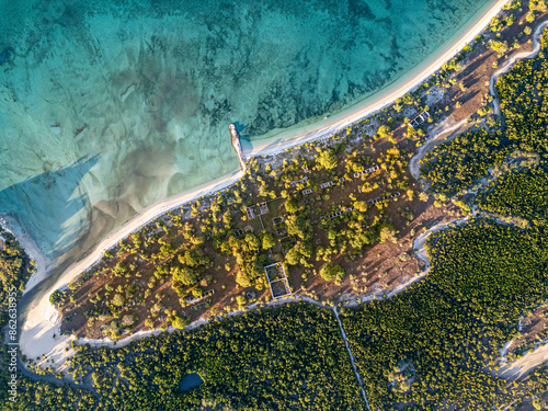 Aerial view of Nosy Lava Island, old penal colony, Antsohihy, Madagascar. photo