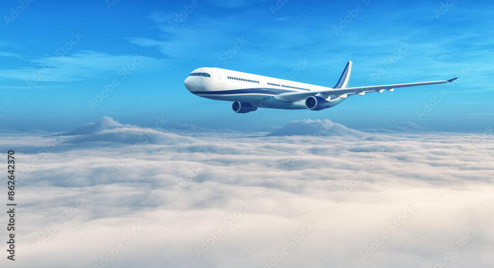 Obraz premium Airplane above the clouds.