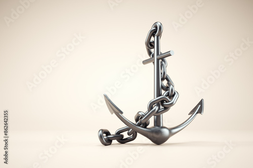 Schilderij op canvas Anchor on simple background.