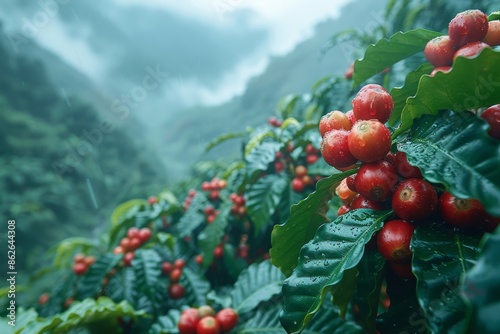 Coffee plants with lush