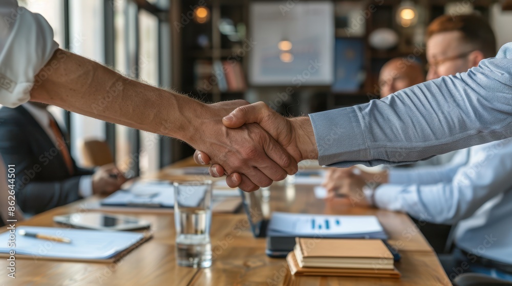 The handshake in office meeting The handshake in office meeting