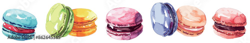 For banners, cards, flyers, social media wallpapers, etc., this modern background contains French macarons.