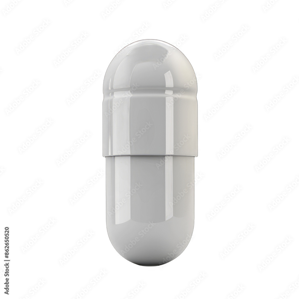 A white pill is sitting on a white background A white pill is sitting on a white background