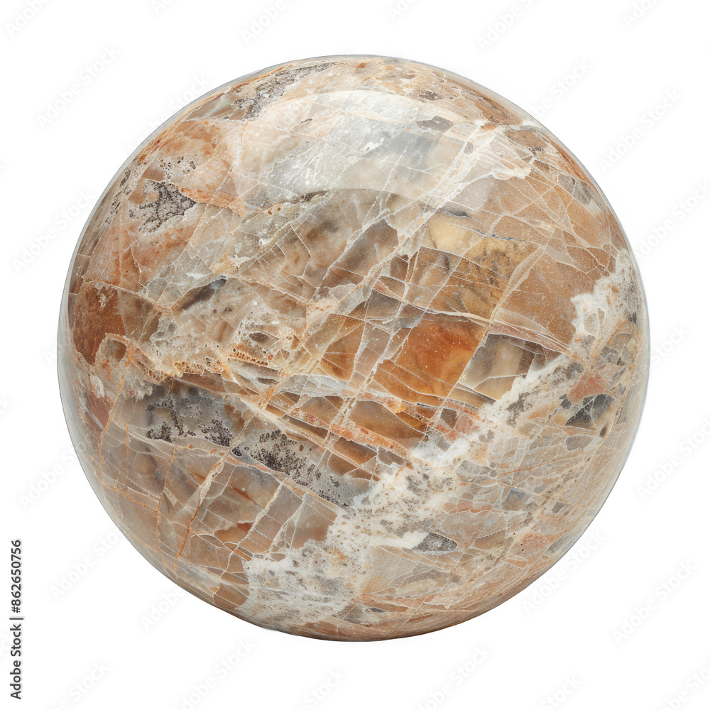 Fototapeta premium A round stone with a white and brown surface