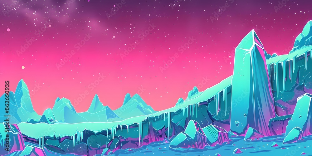Obraz premium Iced green and magenta cartoon style background