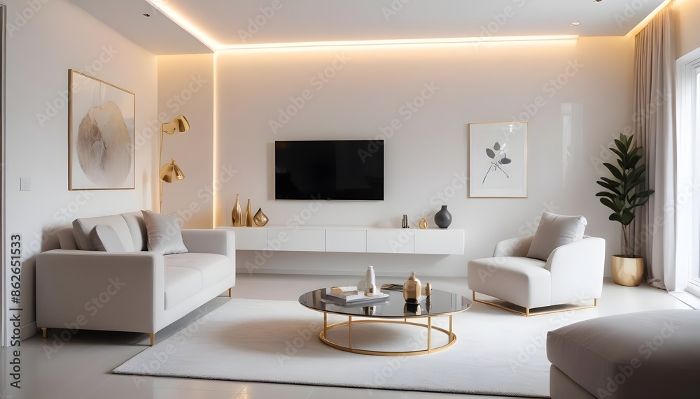 Fototapeta premium Photo interior modern design room 3d illustration