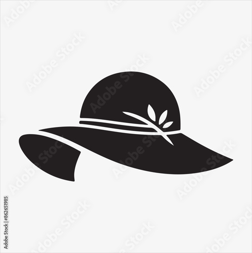 Female hat vector silhouette illustration on a White Background