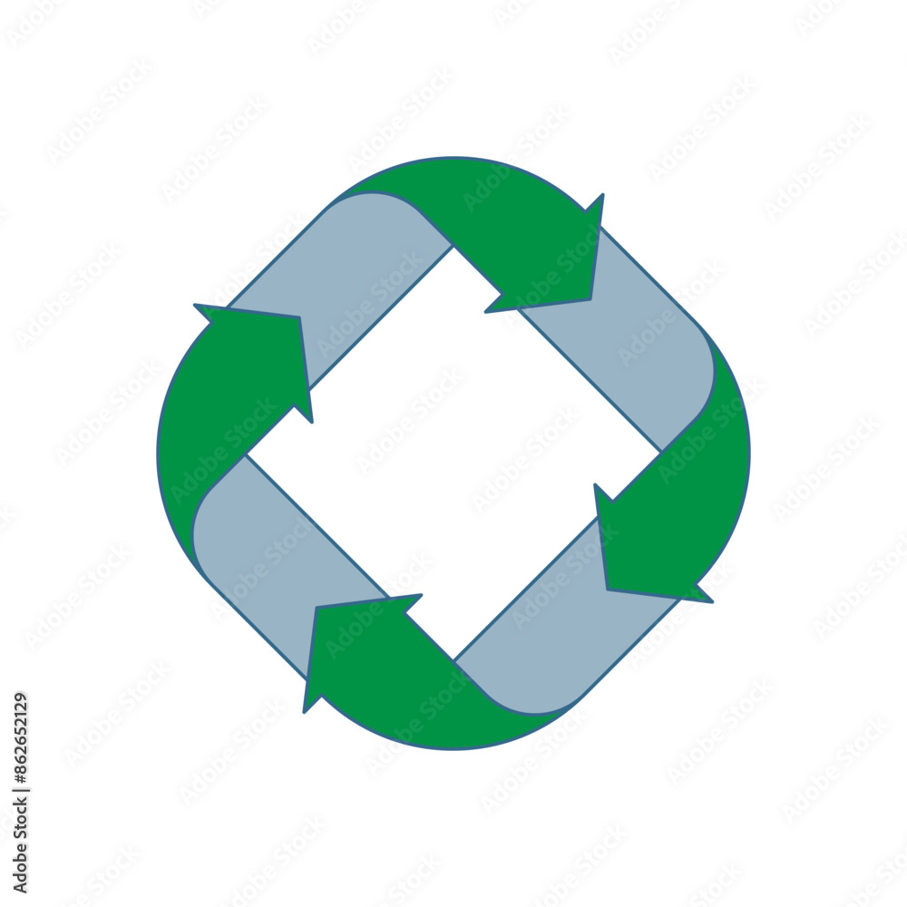 Obraz premium Recycling Sign Symbol Symbol Flat Design Vector Illustration. Isolated in a blank background can be edited and color-changed.