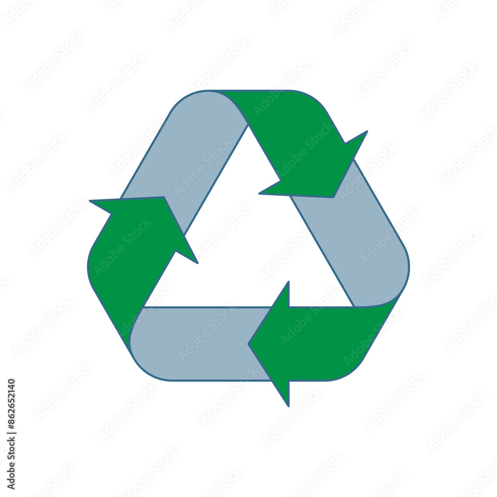 Obraz premium Recycling Sign Symbol Symbol Flat Design Vector Illustration. Isolated in a blank background can be edited and color-changed.