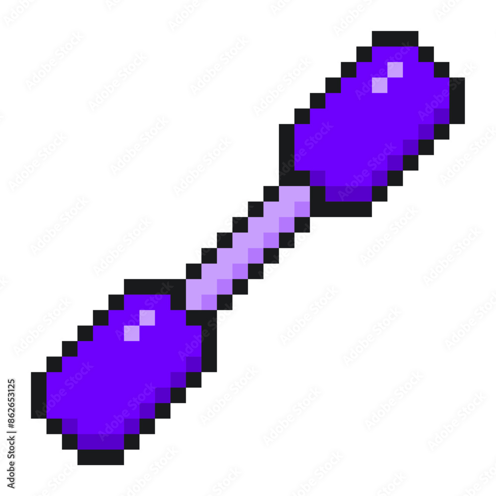 Purple Dumbbell ,Pixel Art Style, Isolated Purple Dumbbell ,Pixel Art Style, Isolated
