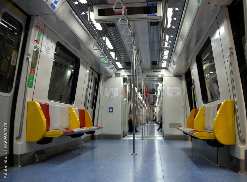 Obraz premium Empty Subway Transport. Interior View Of A Subway.