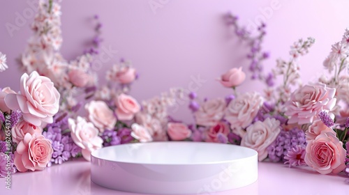 Elegant Floral Display with White Platform