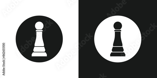 Chess pawn icon design. Black and white icon vector.