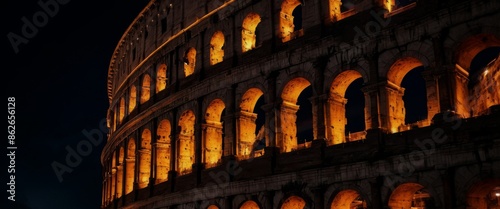Illuminated ColosseumAt Night Iconic An abstract expressionist i