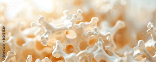 Bone structure with osteoporosis, vintage style, sepia tones, sketch, detailed depiction of bone deterioration