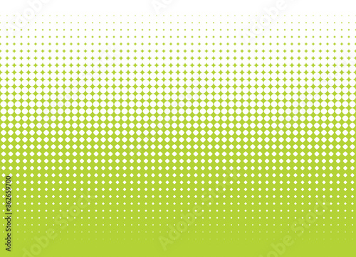 Vector green stars halftone gradient. Comics effect. Isolated on white background
