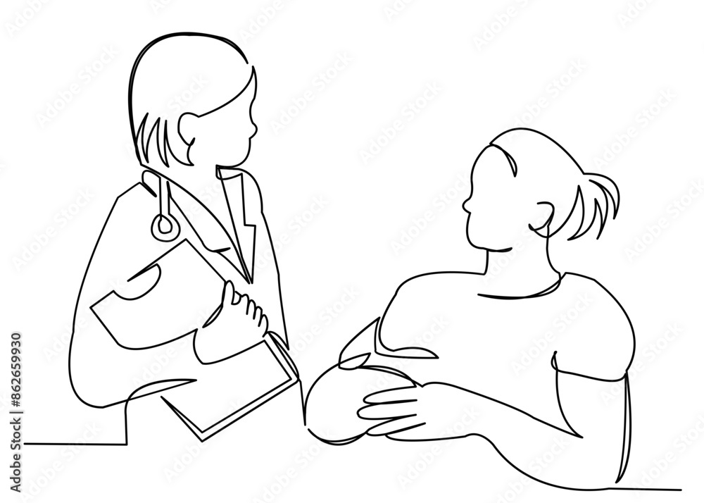 one line continuous drawn pregnant woman family at a doctor's reception painted by hand silhouette picture. Line art. character woman at a doctor's appointment, couple at a doctor's reception. doodle one line continuous drawn pregnant woman family at a doctor's reception painted by hand silhouette picture. Line art. character woman at a doctor's appointment, couple at a doctor's reception. doodle