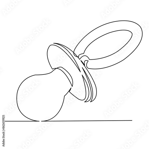 continuous single drawn one line for infants pacifier hand-drawn picture silhouette. Line art