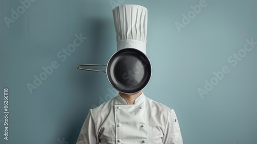 A chef is wearing a white hat and a white shirt