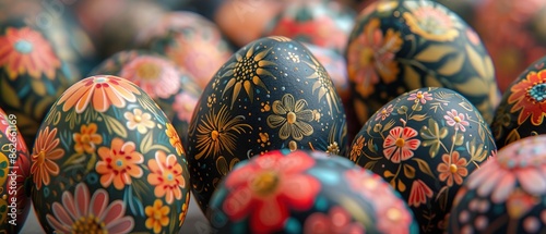 Wallpaper Mural Close-Up of Easter Eggs with Stunningly Detailed Floral Patterns Torontodigital.ca