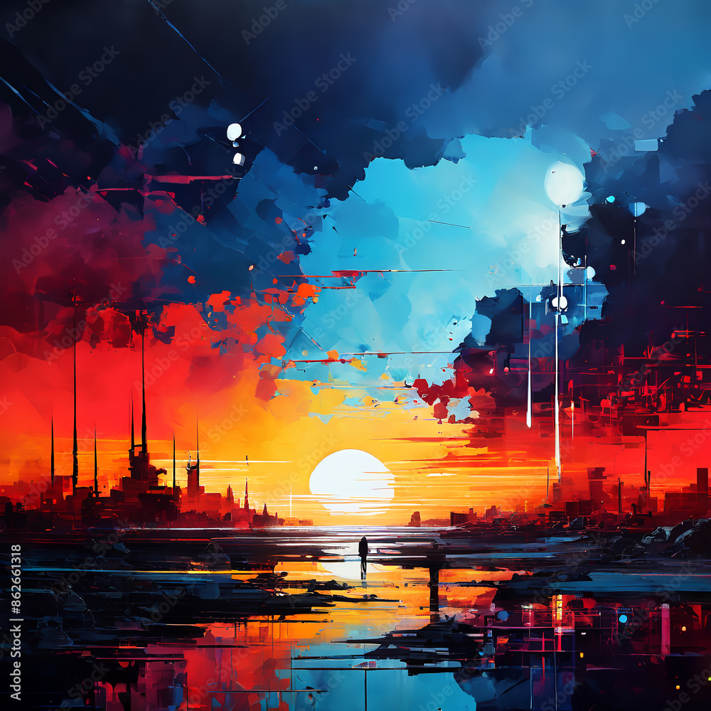 Obraz premium A memory of what happened there that day, abstract 그날 그곳에서있었던 한장의 추억,추상적 Generative AI