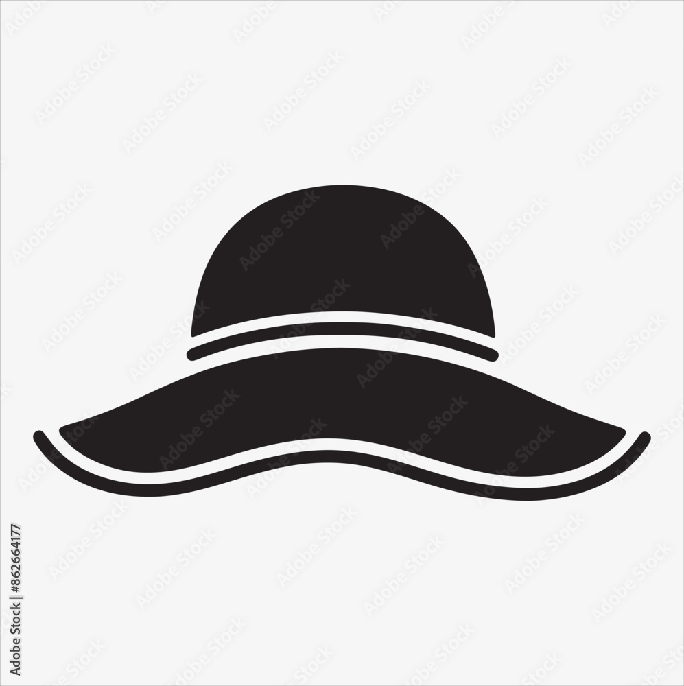 Female hat vector silhouette illustration on White Background Female hat vector silhouette illustration on White Background