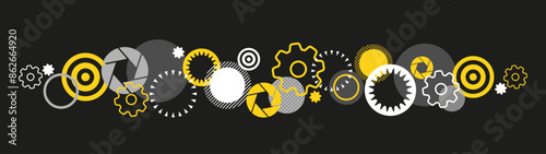 Frieze of gears, black and yellow
