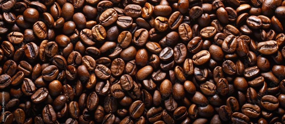 Obraz premium Roasted coffee beans make a great backdrop for a copy space image.