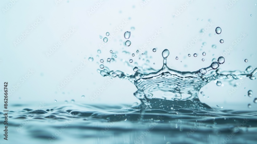 Water Splash with Droplets in Blue Tones Water Splash with Droplets in Blue Tones