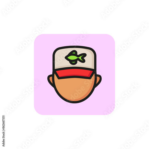 Fishmonger in cap line icon. Store, worker, hat. Fisherman concept. Vector illustration can be used for topics like fish market, seller, retail