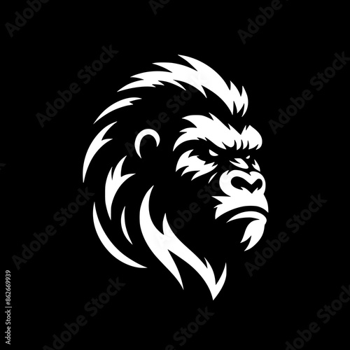Wallpaper Mural Gorilla Head Silhouette Black and White Torontodigital.ca