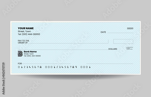 Flat design blank check template vector
