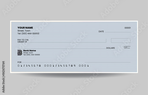 Flat design blank check template vector
