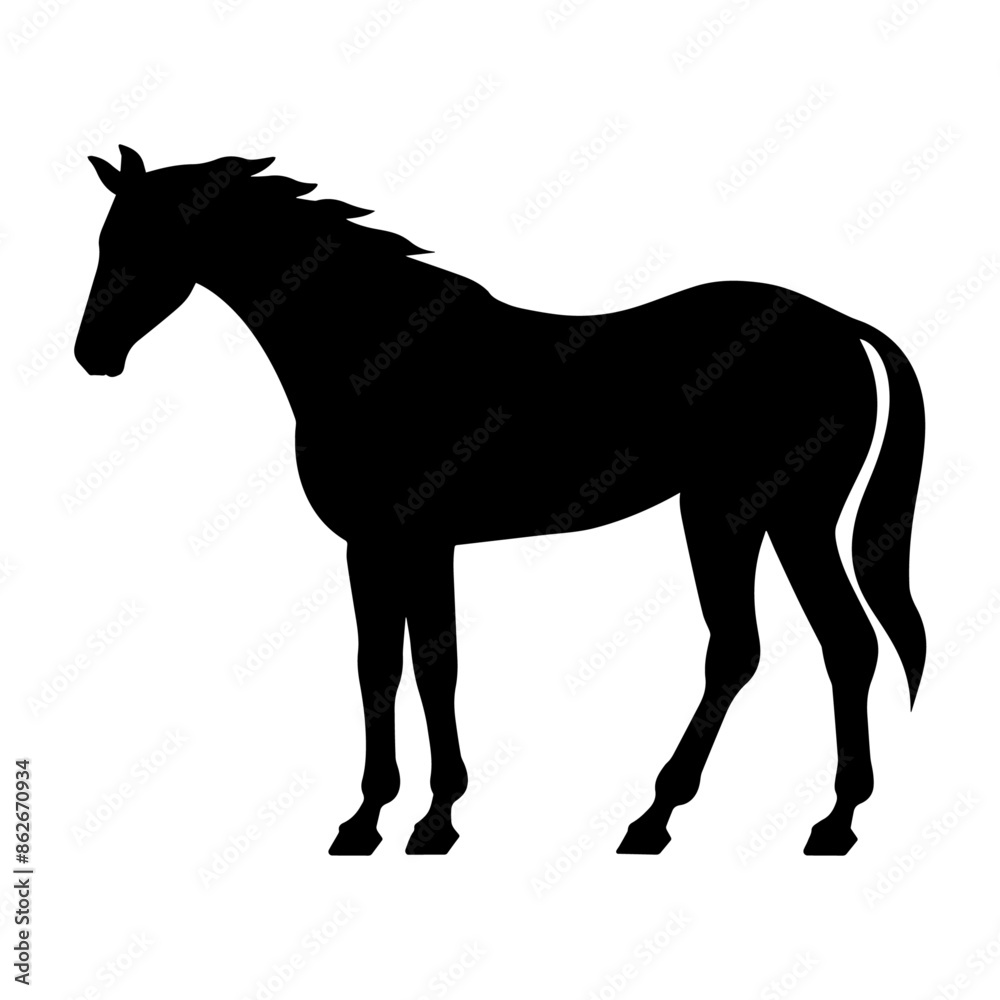simple black horse silhouette on white background simple black horse silhouette on white background