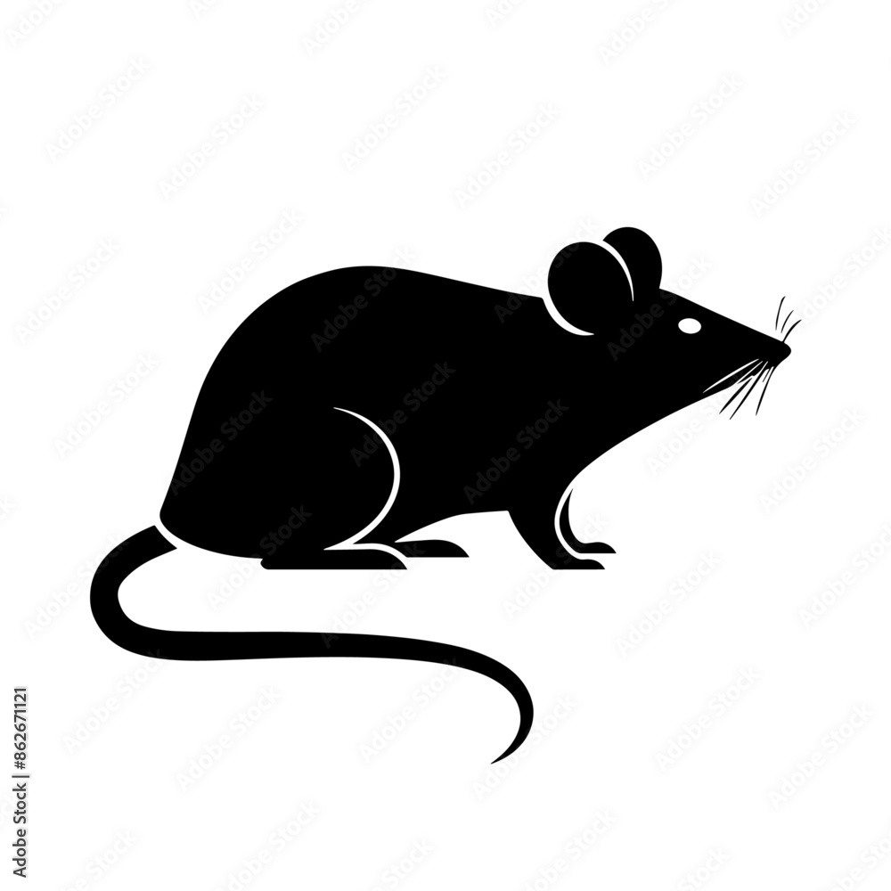 simple black rat silhouette on white background simple black rat silhouette on white background
