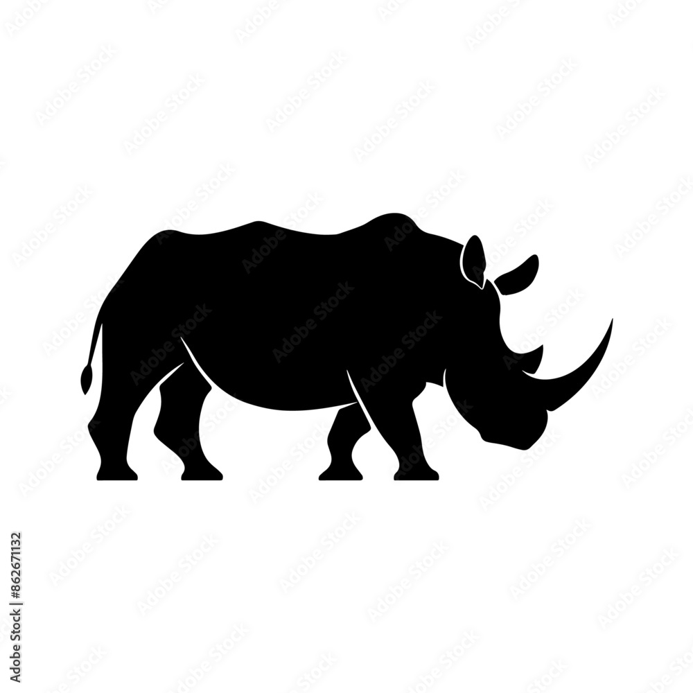 simple black rhino silhouette on white background simple black rhino silhouette on white background