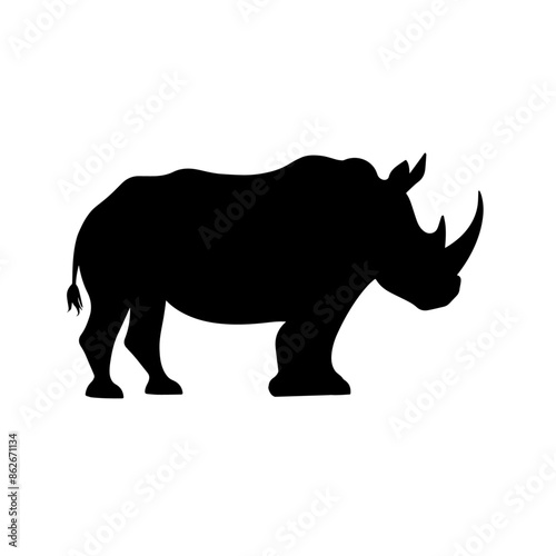 simple black rhino silhouette on white background